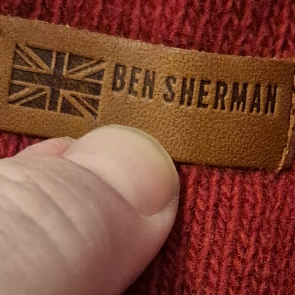 BEN SHERMAN LAMBSWOOL BLEND   BUTTON CARDIGAN CRIMSON MENS Small - Picture 9 of 11